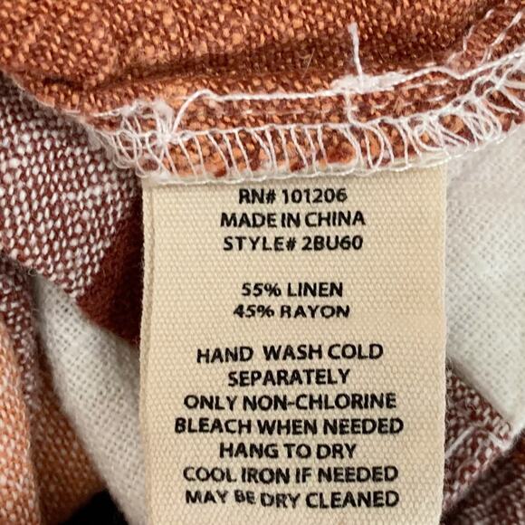 Soft Surroundings Carreaux Shirt Button Front Plaid Linen Blend Zipper Women’s M - Picture 8 of 9